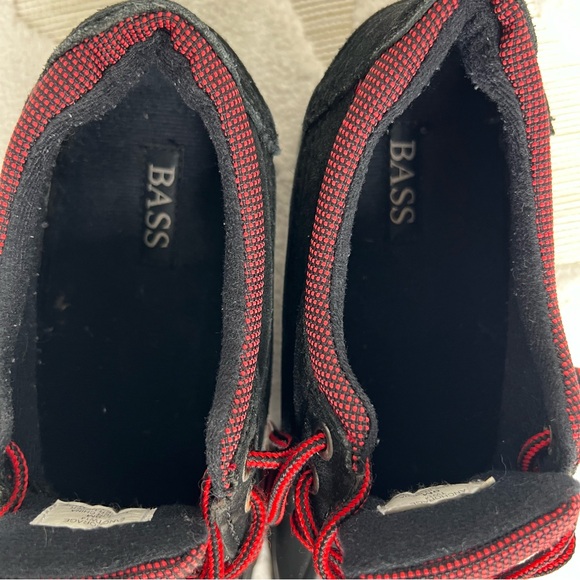 BASS Anchorage Low Top Suede & Rubber Duck Boot Shoes Women 9M Lace Up Black Red - Picture 12 of 16